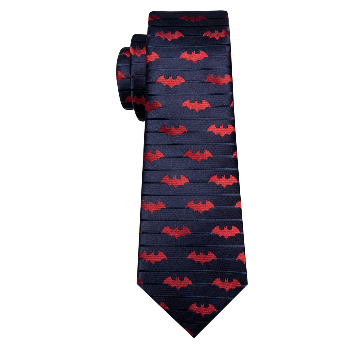 Navy Blue Tie with Crimson Bat Silhouettes tie sets    - Sophisticated Gentlemen