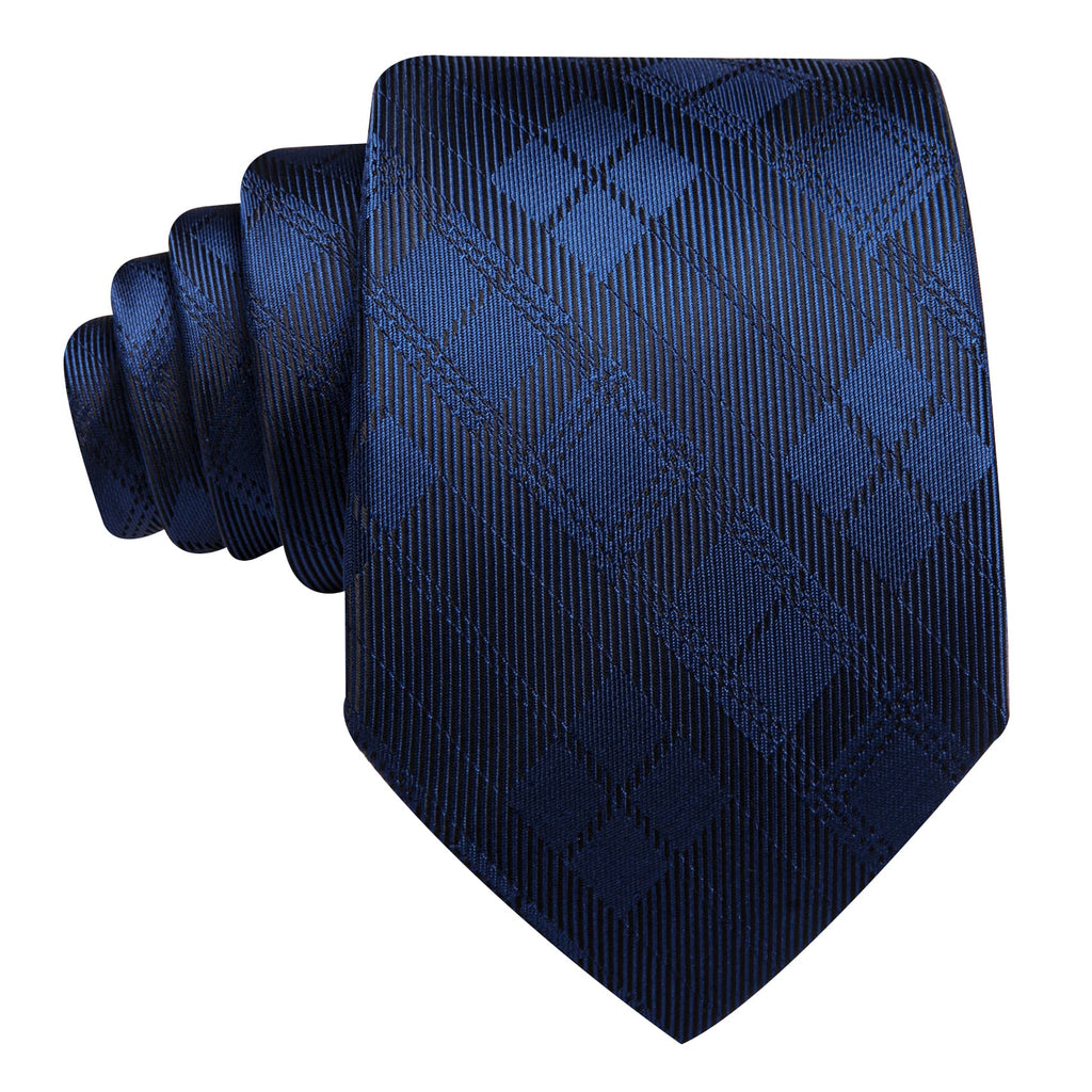 Black Blue Checkered Tie, Pocket Square and Cufflinks Set tie sets    - Sophisticated Gentlemen