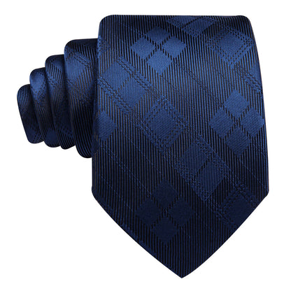 Black Blue Checkered Tie, Pocket Square and Cufflinks Set tie sets    - Sophisticated Gentlemen