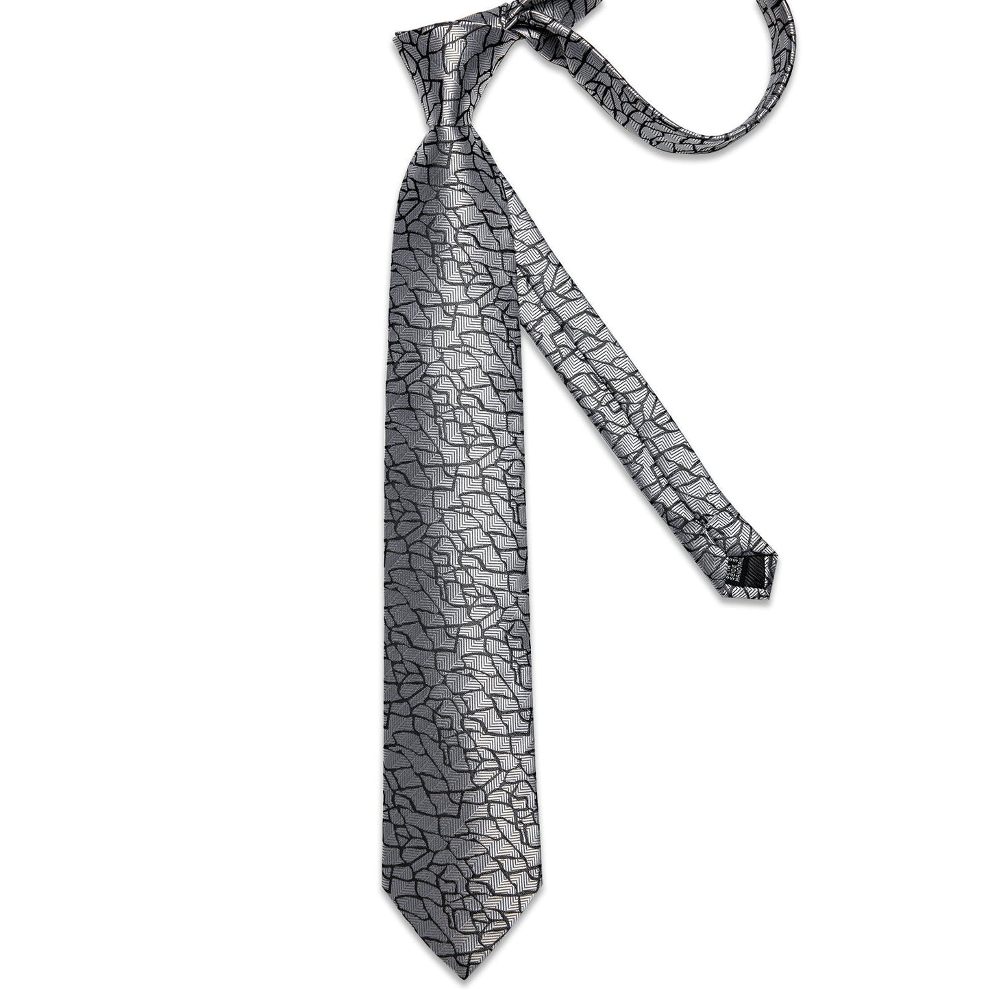 Silver Pieces Tie, Pocket Square and Cufflinks tie set    - Sophisticated Gentlemen