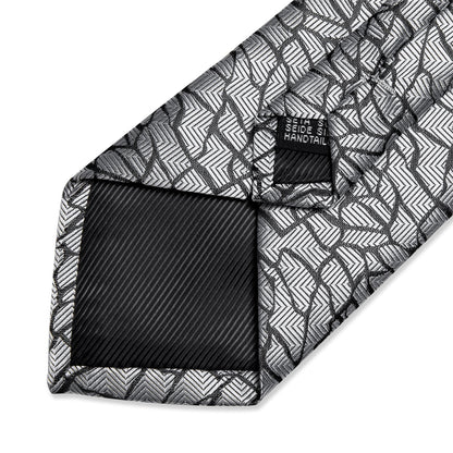 Silver Pieces Tie, Pocket Square and Cufflinks tie set    - Sophisticated Gentlemen