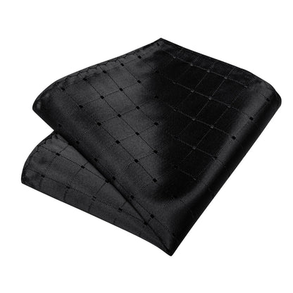 Black Plaid Tie, Pocket Square, Cufflinks and Tie Clip tie sets    - Sophisticated Gentlemen