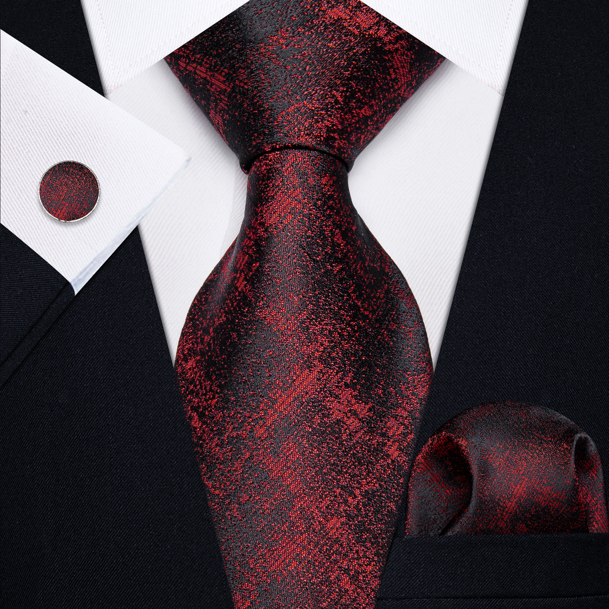Red and Black Plaid Silk Tie, Pocket Square and Cufflinks tie sets    - Sophisticated Gentlemen
