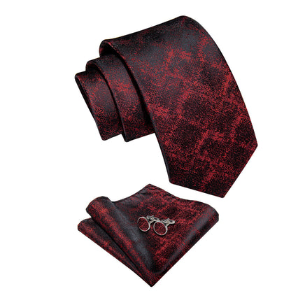 Red and Black Plaid Silk Tie, Pocket Square and Cufflinks tie sets    - Sophisticated Gentlemen