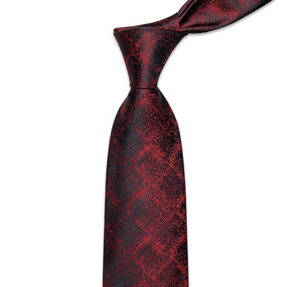 Red and Black Plaid Silk Tie, Pocket Square and Cufflinks tie sets    - Sophisticated Gentlemen