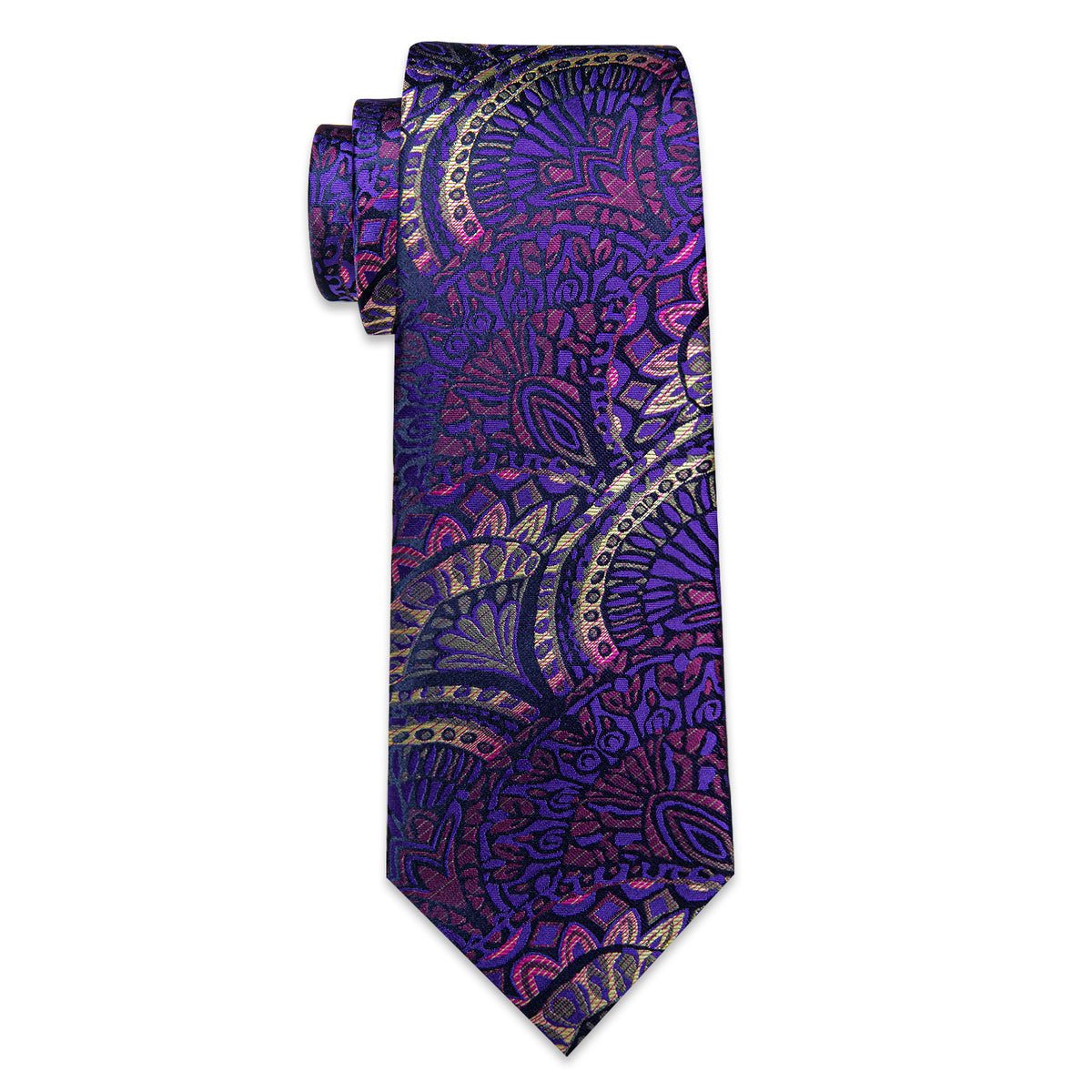 Purple, Pink and Yellow Floral Silk Tie, Pocket Square and Cufflinks tie sets    - Sophisticated Gentlemen
