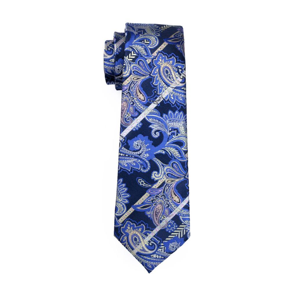 Deep Blue Paisley Silk Tie, Pocket Square and Cufflinks Set tie sets    - Sophisticated Gentlemen