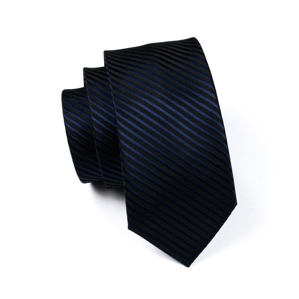 Black Blue Striped Silk Tie, Pocket Square and Cufflinks Set tie sets    - Sophisticated Gentlemen