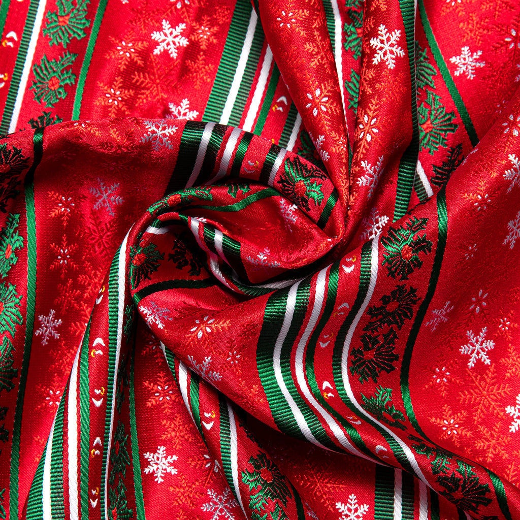 Red and White Scarf with Christmas Snowflake Pattern Scarf    - Sophisticated Gentlemen