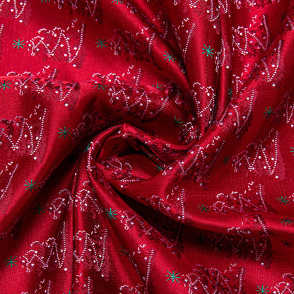 Red and White Scarf with Christmas Tree Pattern Scarf    - Sophisticated Gentlemen