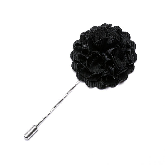 Black Floral Lapel Pin lapel pin    - Sophisticated Gentlemen