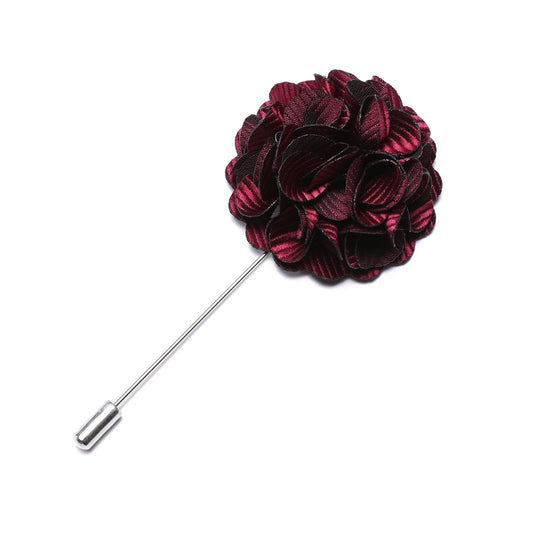 Wine Red Floral Lapel Pin lapel pin    - Sophisticated Gentlemen