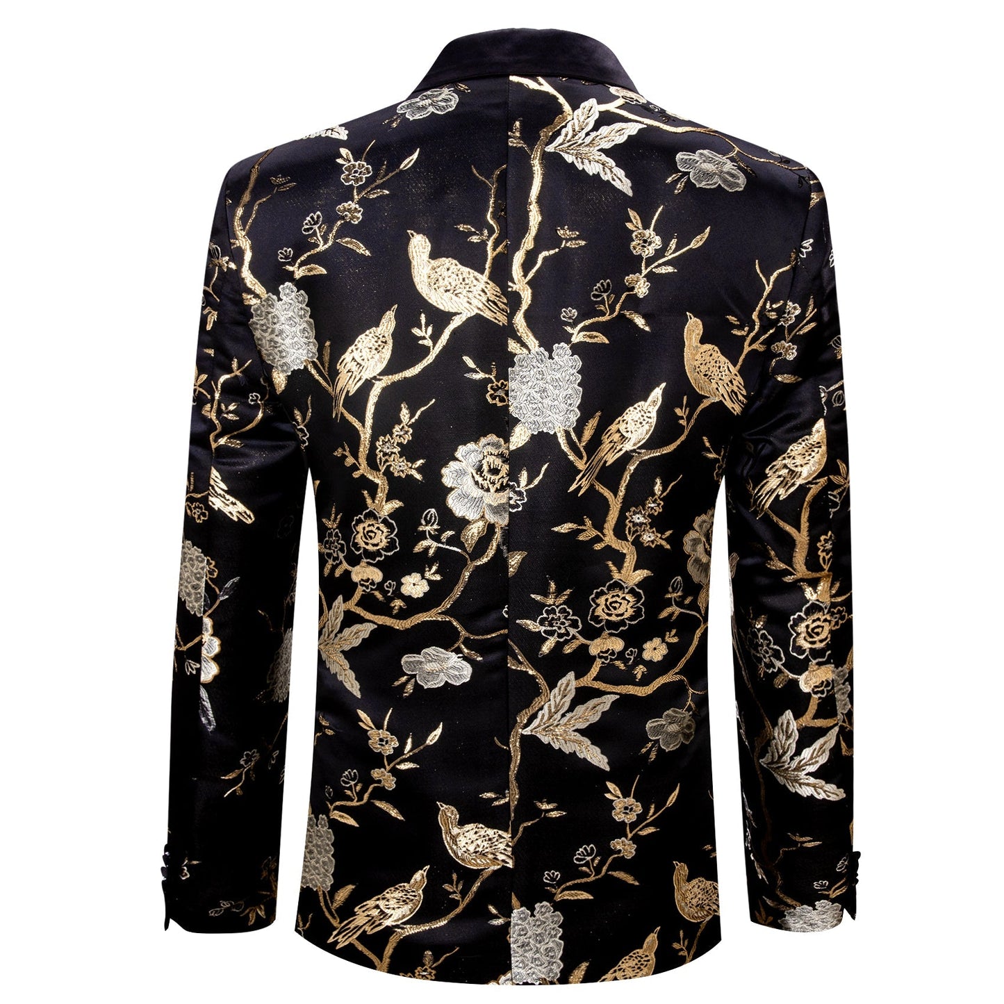 Black and Gold Floral Tuxedo Jacket tuxedo    - Sophisticated Gentlemen