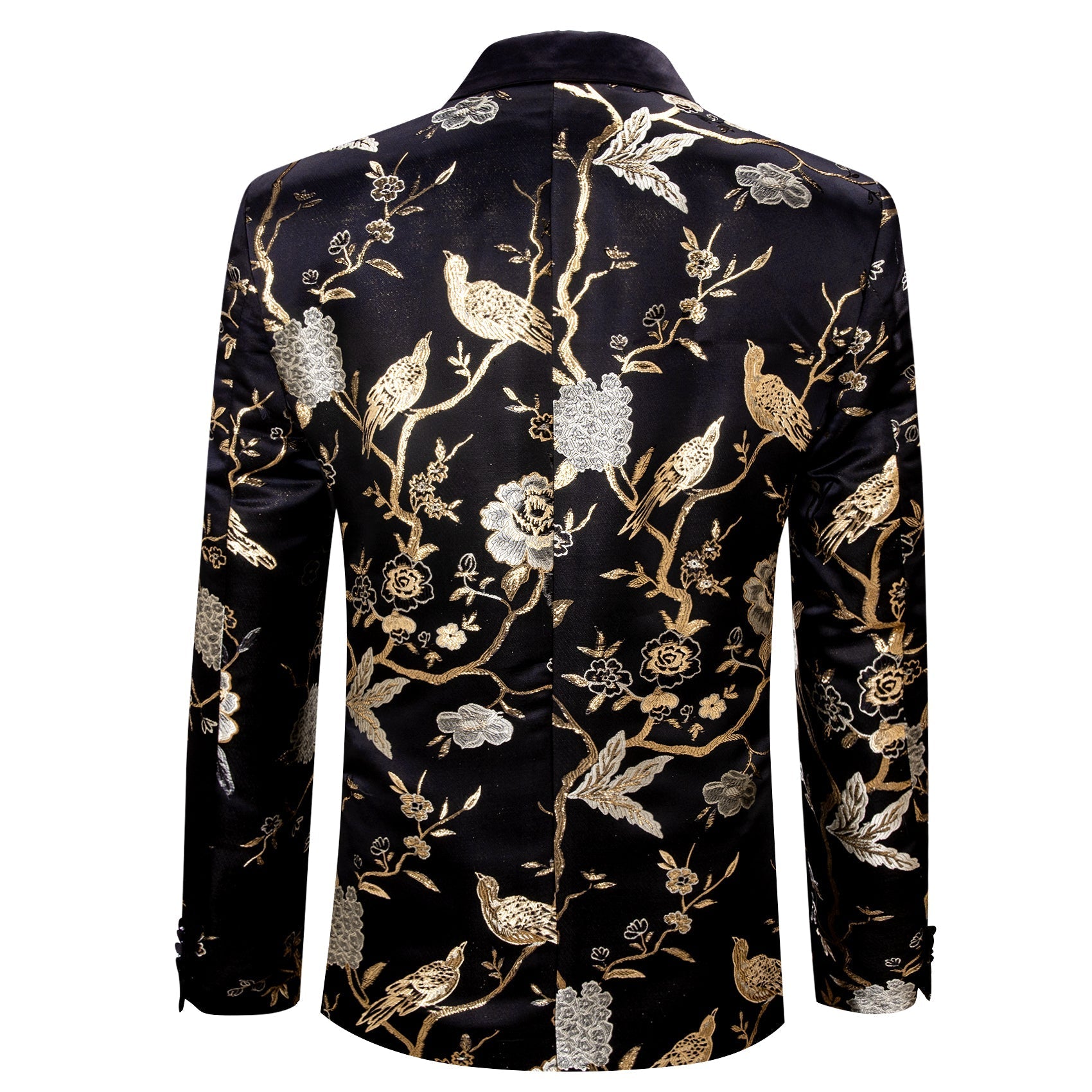 Black and Gold Floral Tuxedo Jacket tuxedo    - Sophisticated Gentlemen