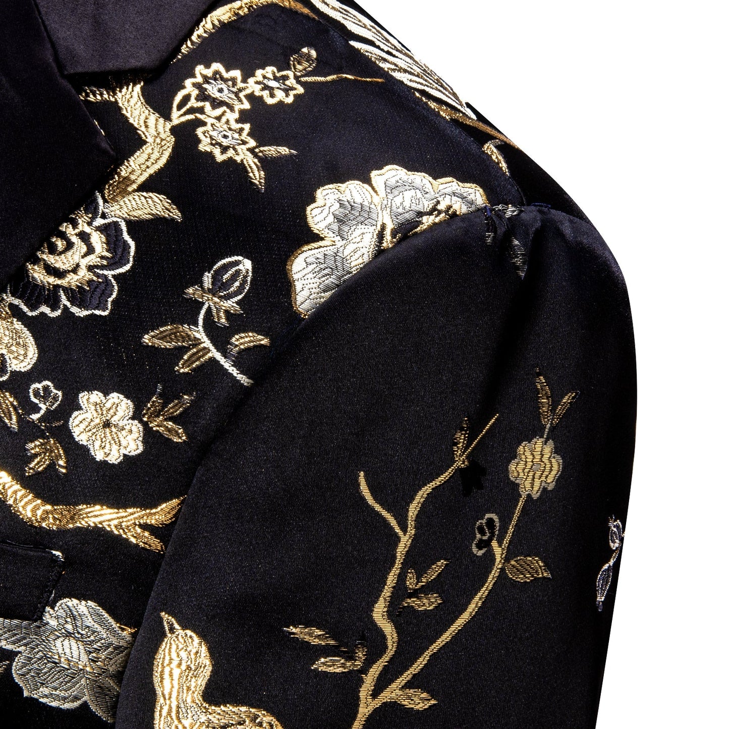 Black and Gold Floral Tuxedo Jacket tuxedo    - Sophisticated Gentlemen