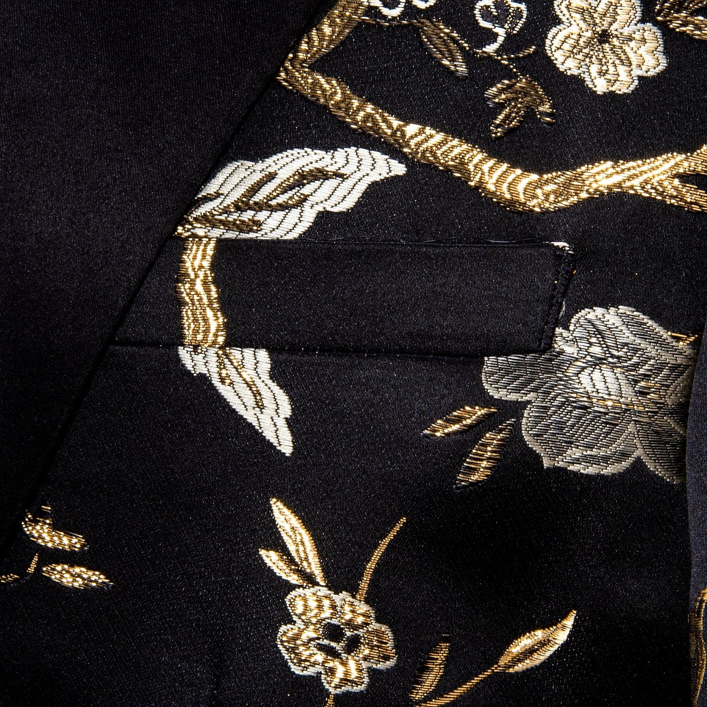 Black and Gold Floral Tuxedo Jacket tuxedo    - Sophisticated Gentlemen