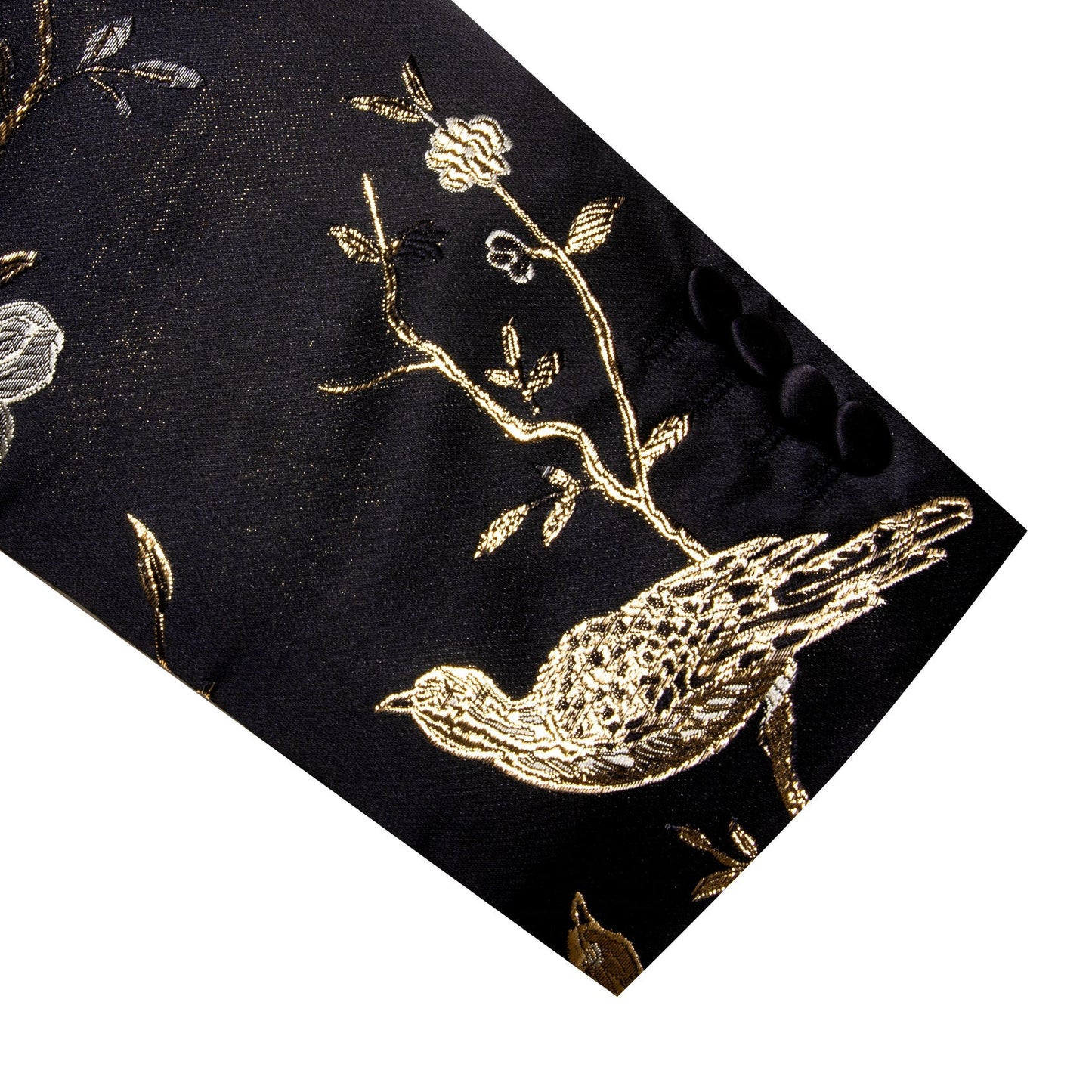 Black and Gold Floral Tuxedo Jacket tuxedo    - Sophisticated Gentlemen