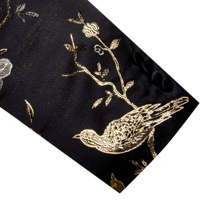 Black and Gold Floral Tuxedo Jacket tuxedo    - Sophisticated Gentlemen