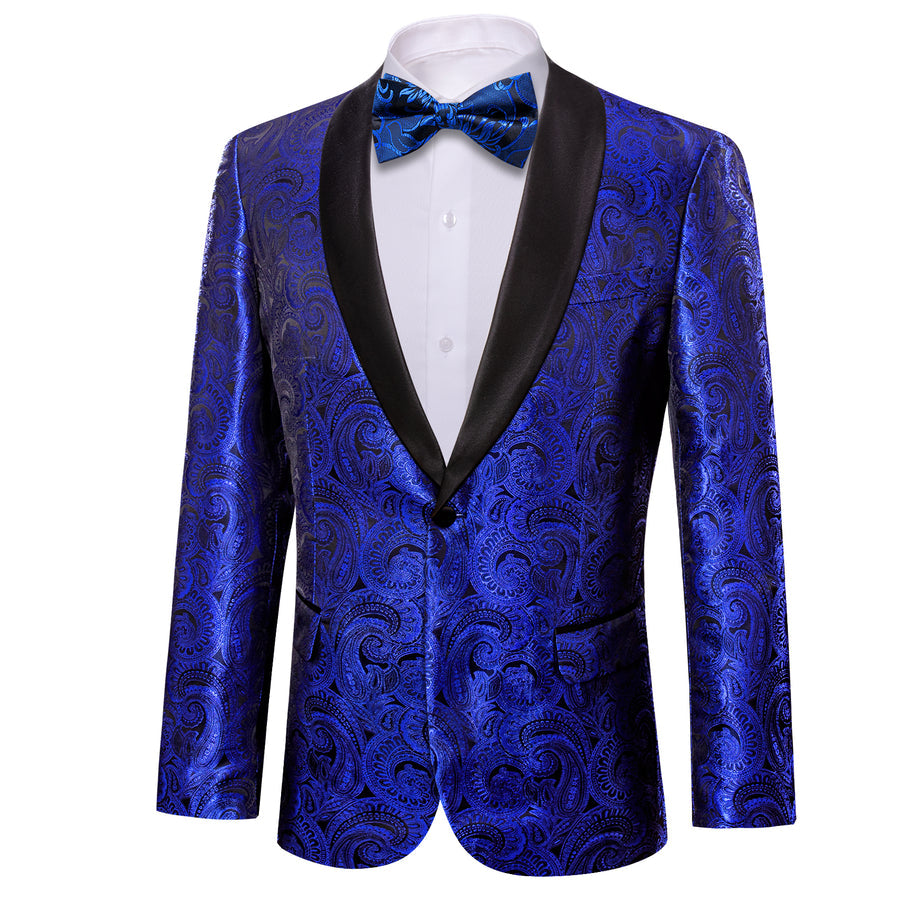 Klein Blue Black Paisley Men's Tuxedo Jacket tuxedo    - Sophisticated Gentlemen