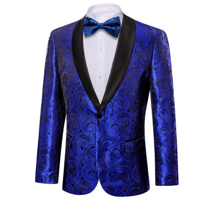 Klein Blue Black Paisley Men's Tuxedo Jacket tuxedo    - Sophisticated Gentlemen
