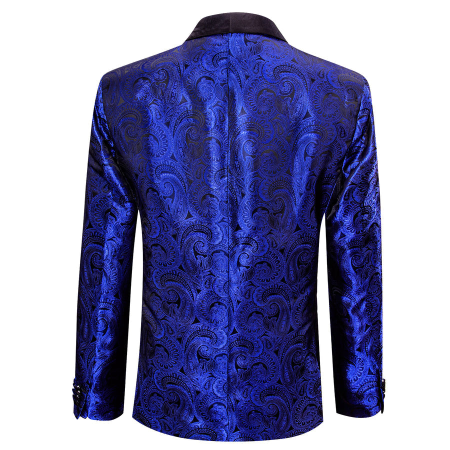 Klein Blue Black Paisley Men's Tuxedo Jacket tuxedo    - Sophisticated Gentlemen