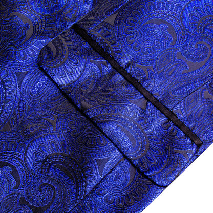 Klein Blue Black Paisley Men's Tuxedo Jacket tuxedo    - Sophisticated Gentlemen