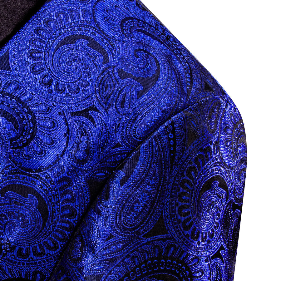 Klein Blue Black Paisley Men's Tuxedo Jacket tuxedo    - Sophisticated Gentlemen