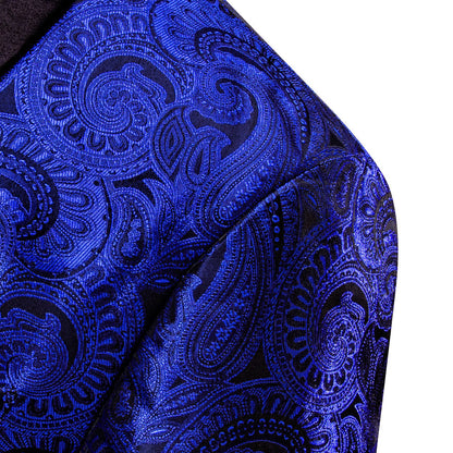 Klein Blue Black Paisley Men's Tuxedo Jacket tuxedo    - Sophisticated Gentlemen