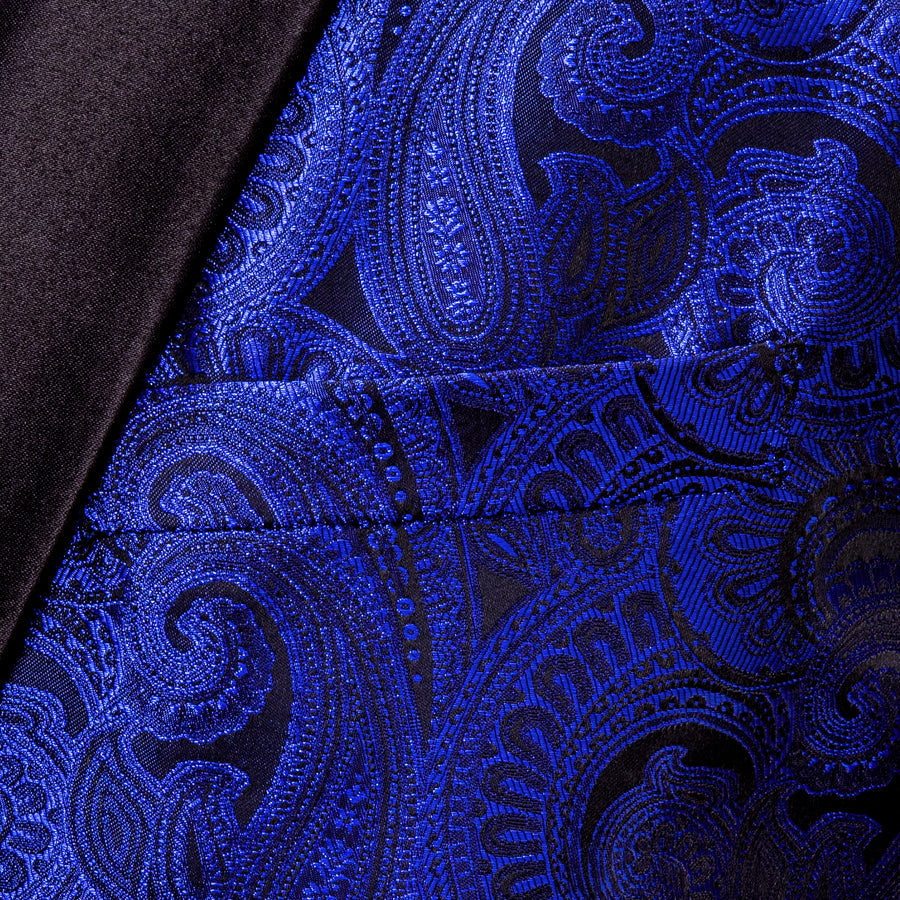 Klein Blue Black Paisley Men's Tuxedo Jacket tuxedo    - Sophisticated Gentlemen