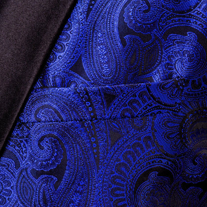 Klein Blue Black Paisley Men's Tuxedo Jacket tuxedo    - Sophisticated Gentlemen