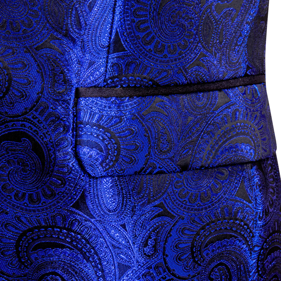 Klein Blue Black Paisley Men's Tuxedo Jacket tuxedo    - Sophisticated Gentlemen