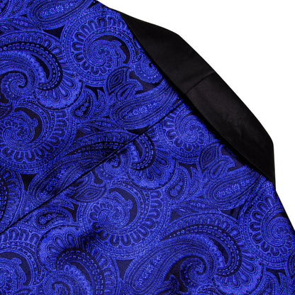 Klein Blue Black Paisley Men's Tuxedo Jacket tuxedo    - Sophisticated Gentlemen