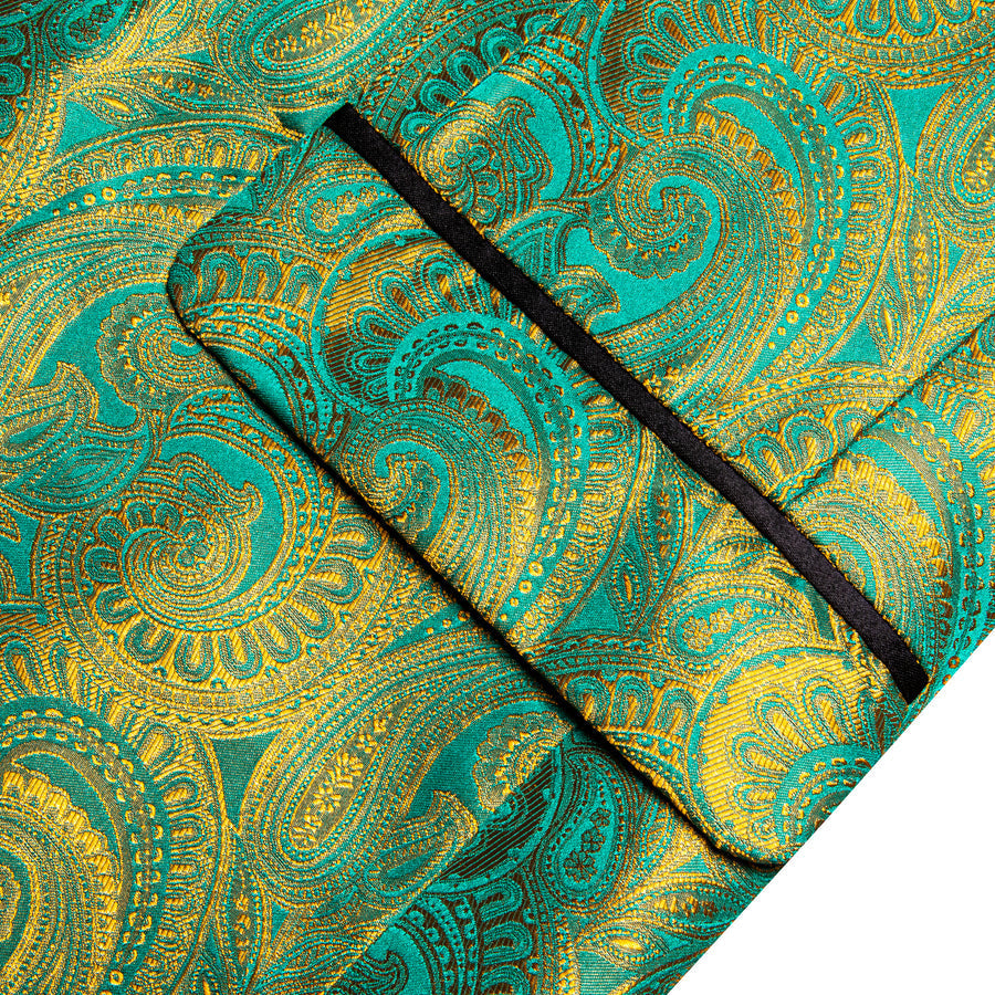 Green and Yellow Paisley Shawl Collar Tuxedo Jacket tuxedo    - Sophisticated Gentlemen