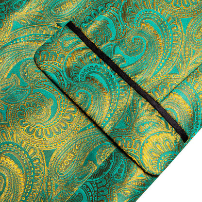 Green and Yellow Paisley Shawl Collar Tuxedo Jacket tuxedo    - Sophisticated Gentlemen