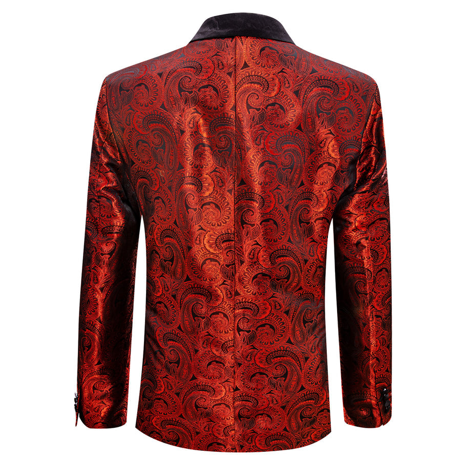Fire Red Paisley Men's Tuxedo Jacket tuxedo    - Sophisticated Gentlemen