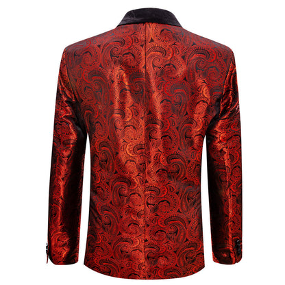 Fire Red Paisley Men's Tuxedo Jacket tuxedo    - Sophisticated Gentlemen