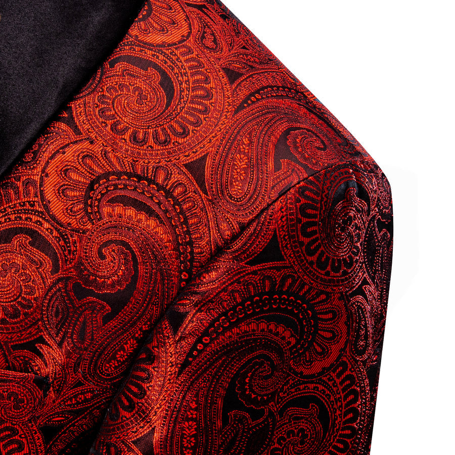 Fire Red Paisley Men's Tuxedo Jacket tuxedo    - Sophisticated Gentlemen