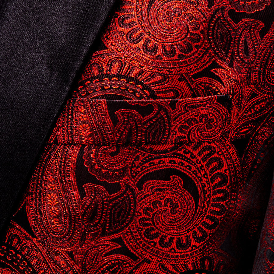 Fire Red Paisley Men's Tuxedo Jacket tuxedo    - Sophisticated Gentlemen