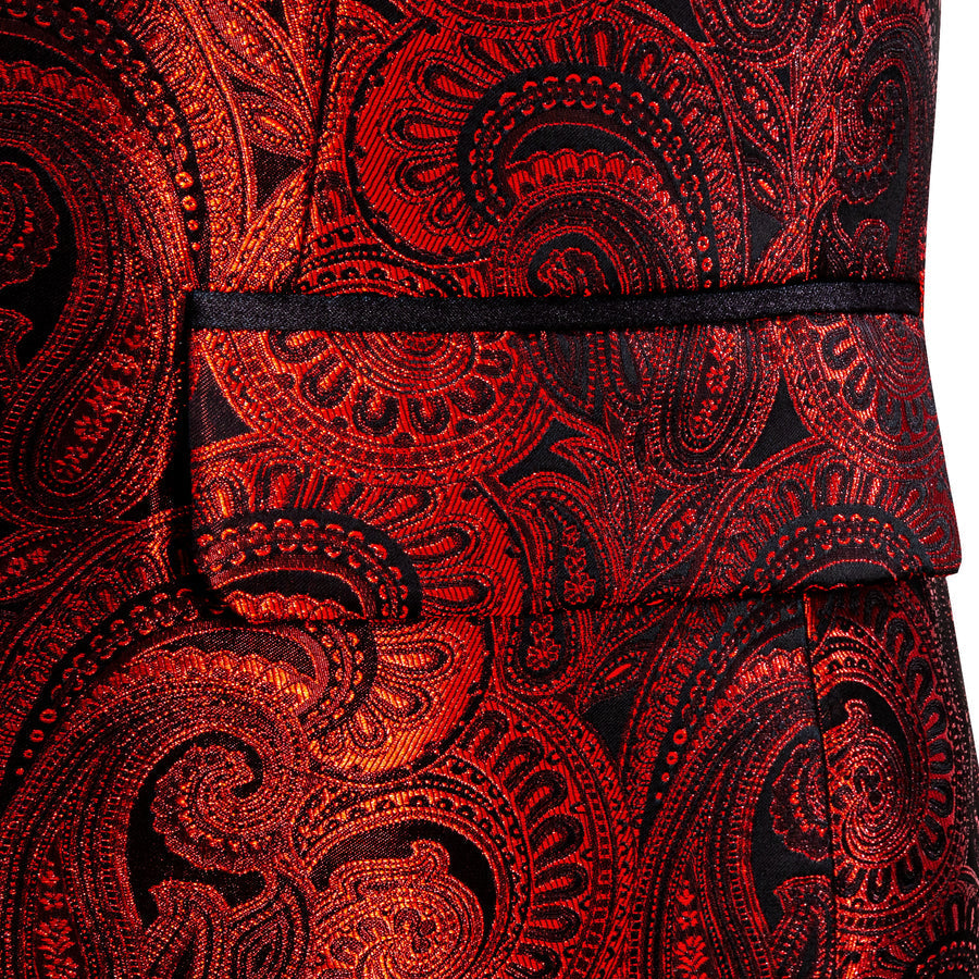 Fire Red Paisley Men's Tuxedo Jacket tuxedo    - Sophisticated Gentlemen