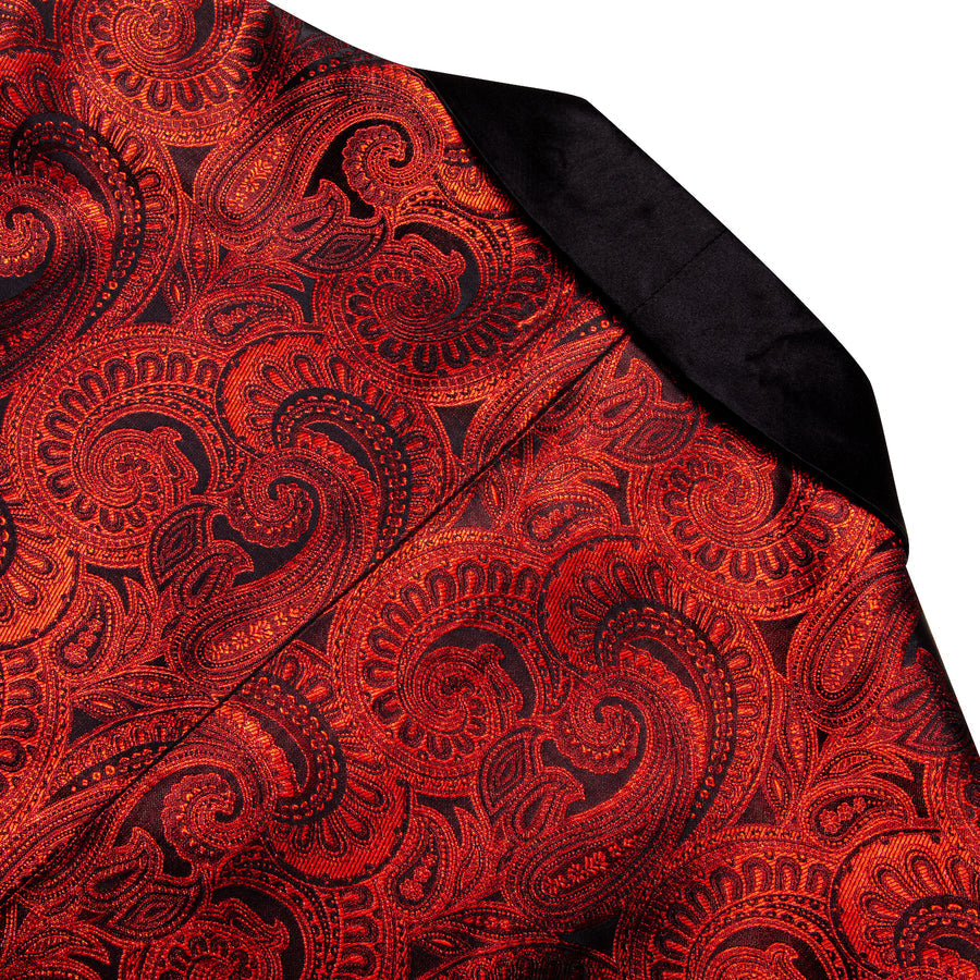 Fire Red Paisley Men's Tuxedo Jacket tuxedo    - Sophisticated Gentlemen