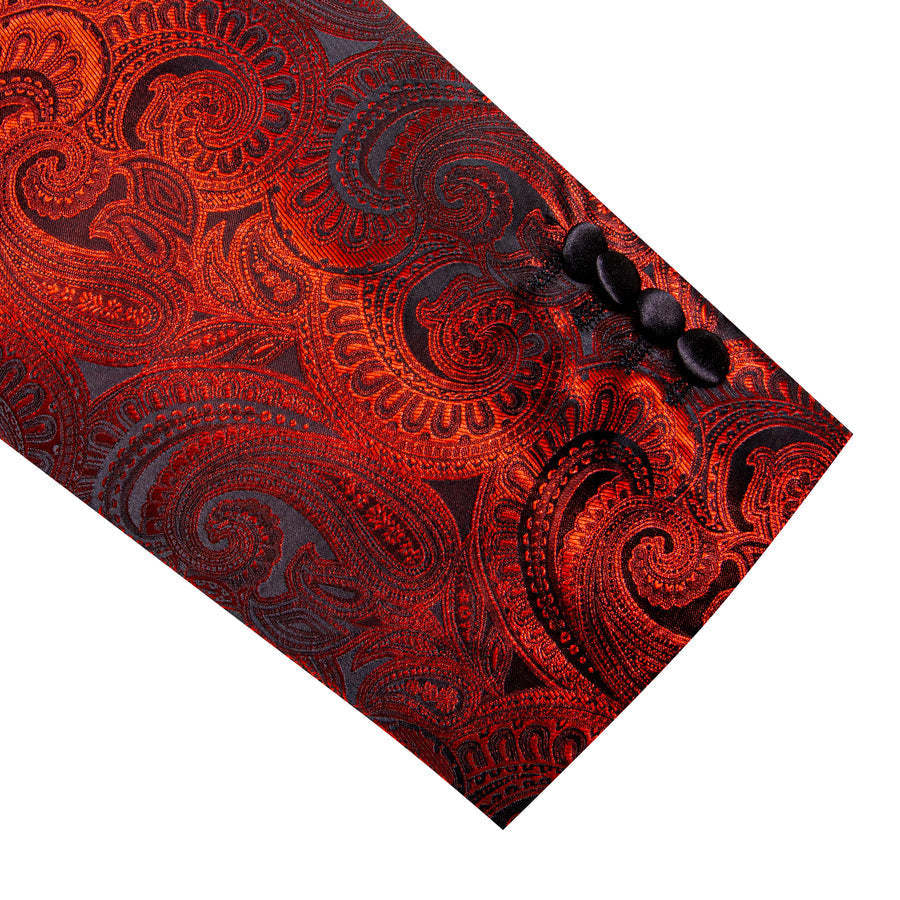 Fire Red Paisley Men's Tuxedo Jacket tuxedo    - Sophisticated Gentlemen