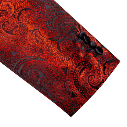 Fire Red Paisley Men's Tuxedo Jacket tuxedo    - Sophisticated Gentlemen