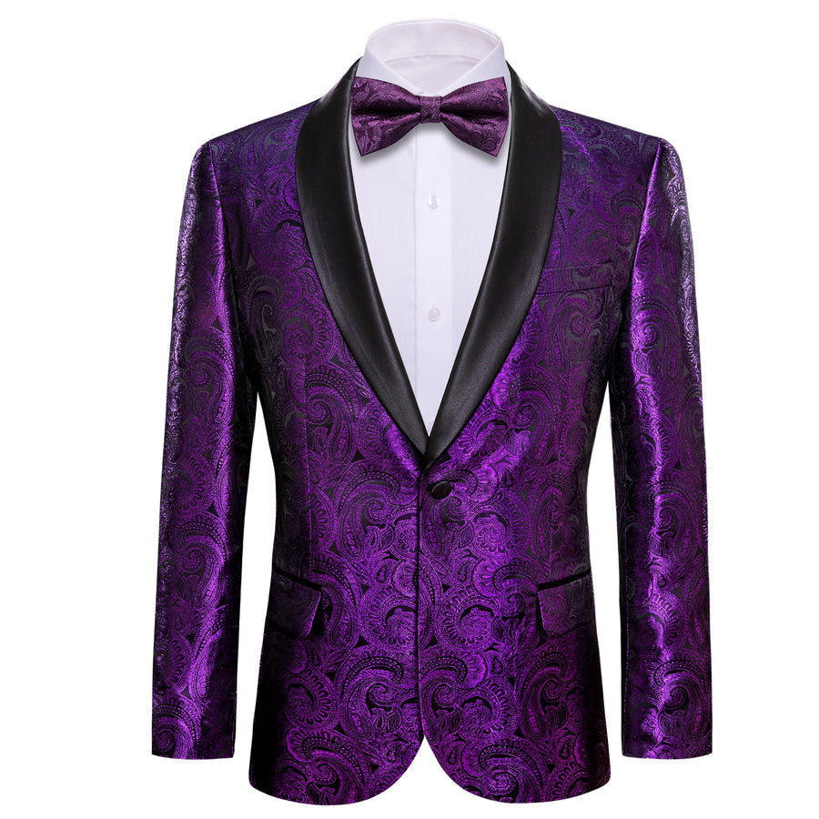Purple and Black Paisley Men's Tuxedo Jacket tuxedo S (38)   - Sophisticated Gentlemen