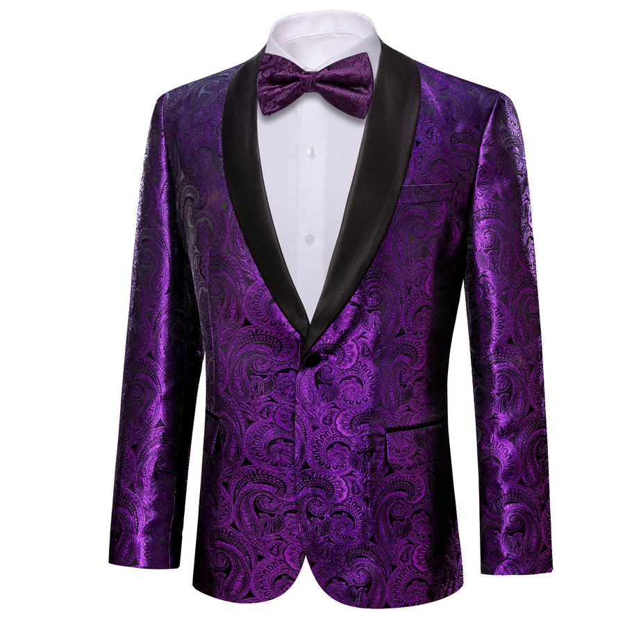 Purple and Black Paisley Men's Tuxedo Jacket tuxedo    - Sophisticated Gentlemen