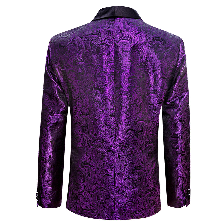 Purple and Black Paisley Men's Tuxedo Jacket tuxedo    - Sophisticated Gentlemen