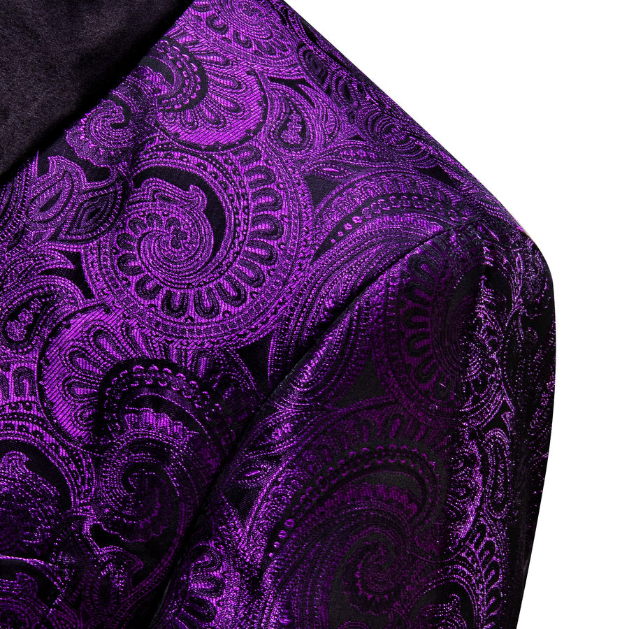 Purple and Black Paisley Men's Tuxedo Jacket tuxedo    - Sophisticated Gentlemen