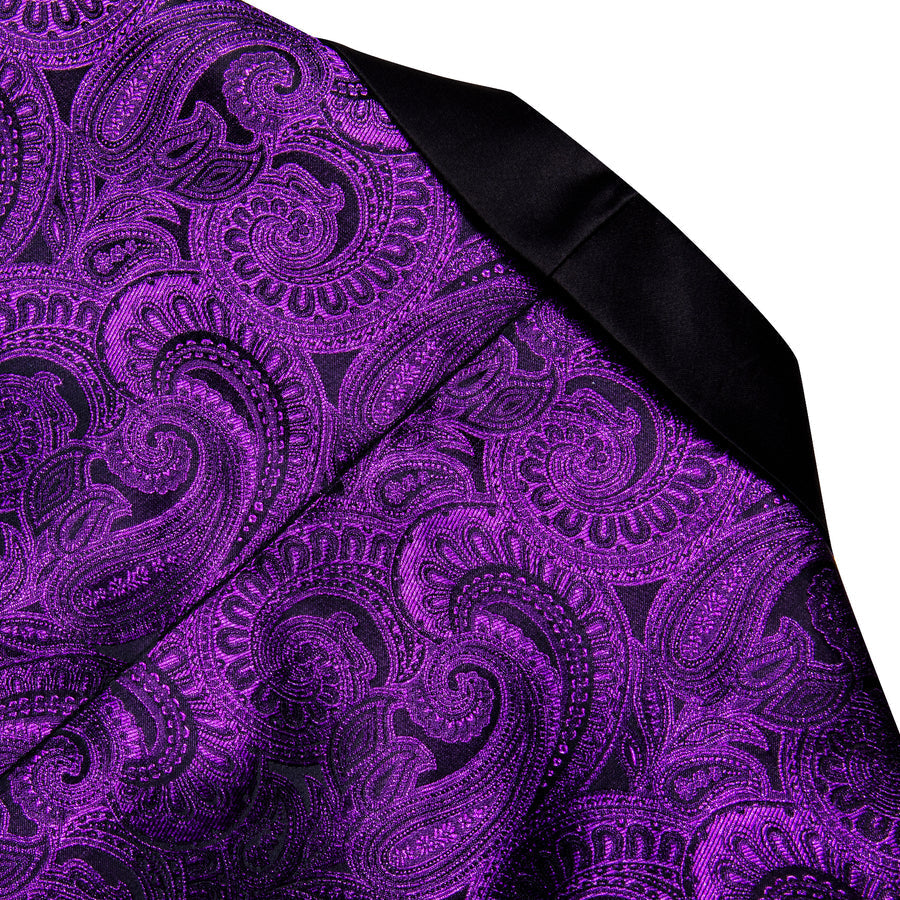Purple and Black Paisley Men's Tuxedo Jacket tuxedo    - Sophisticated Gentlemen