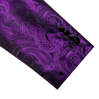Purple and Black Paisley Men's Tuxedo Jacket tuxedo    - Sophisticated Gentlemen
