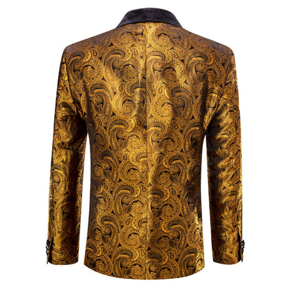 Black and Gold Paisley Shawl Collar Tuxedo Jacket tuxedo    - Sophisticated Gentlemen
