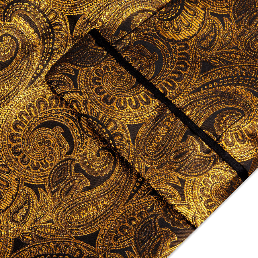 Black and Gold Paisley Shawl Collar Tuxedo Jacket tuxedo    - Sophisticated Gentlemen